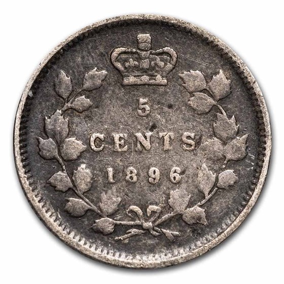1870-1901 Canada Silver 5 Cents Victoria Avg Circ