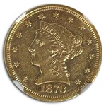 1870 $2.50 Liberty Gold Quarter Eagle AU-58 NGC