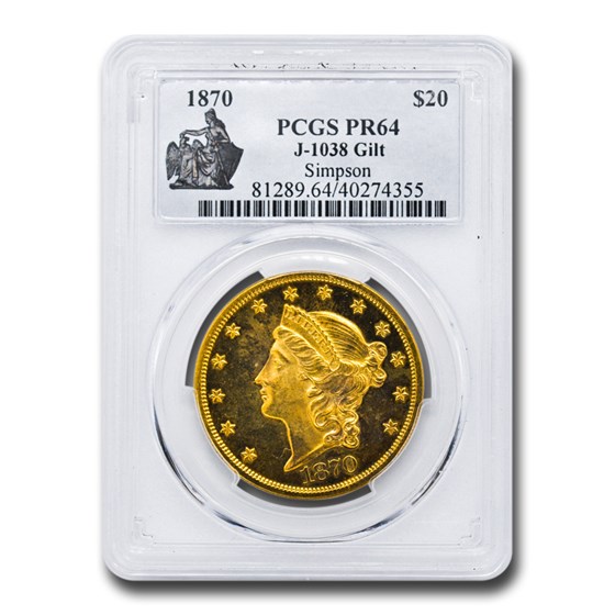 1870 $20 Liberty Double Eagle PR-64 PCGS (J-1038 GILT) 1870 $20 Liberty Double Eagle PR-64 PCGS (J-1038 GILT)