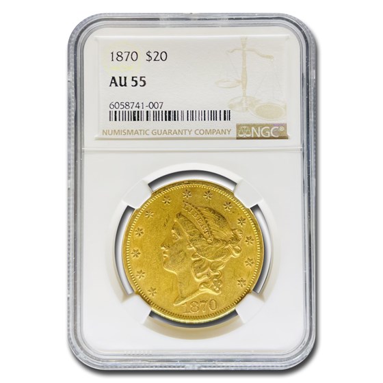 1870 $20 Liberty Gold Double Eagle AU-55 NGC 1870 $20 Liberty Gold Double Eagle AU-55 NGC