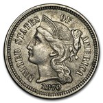 1870 3 Cent Nickel AU