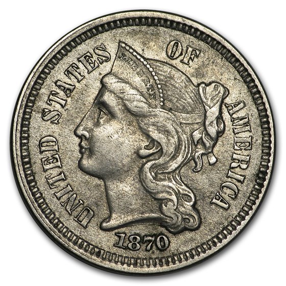 1870 3 Cent Nickel AU 1870 3 Cent Nickel AU
