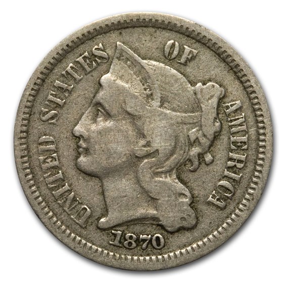 1870 3 Cent Nickel Fine 1870 3 Cent Nickel Fine