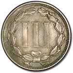 1870 3 Cent Nickel XF