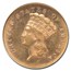 1870 $3 Gold Princess AU-58 NGC