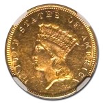 1870 $3 Gold Princess MS-61 NGC