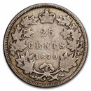 1870 Canada 25 Cents Victoria Good