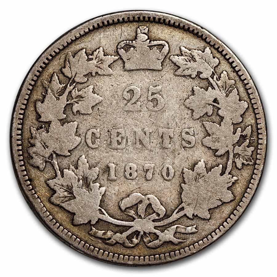 1870 Canada 25 Cents Victoria Good