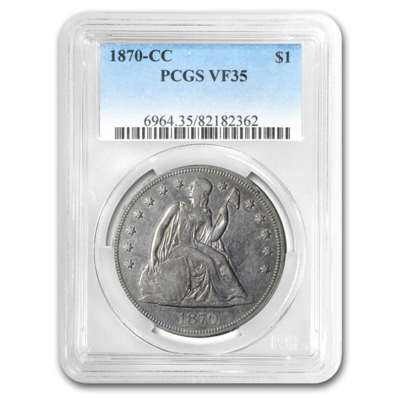 1870-CC Liberty Seated Dollar VF-35 PCGS 1870-CC Liberty Seated Dollar VF-35 PCGS