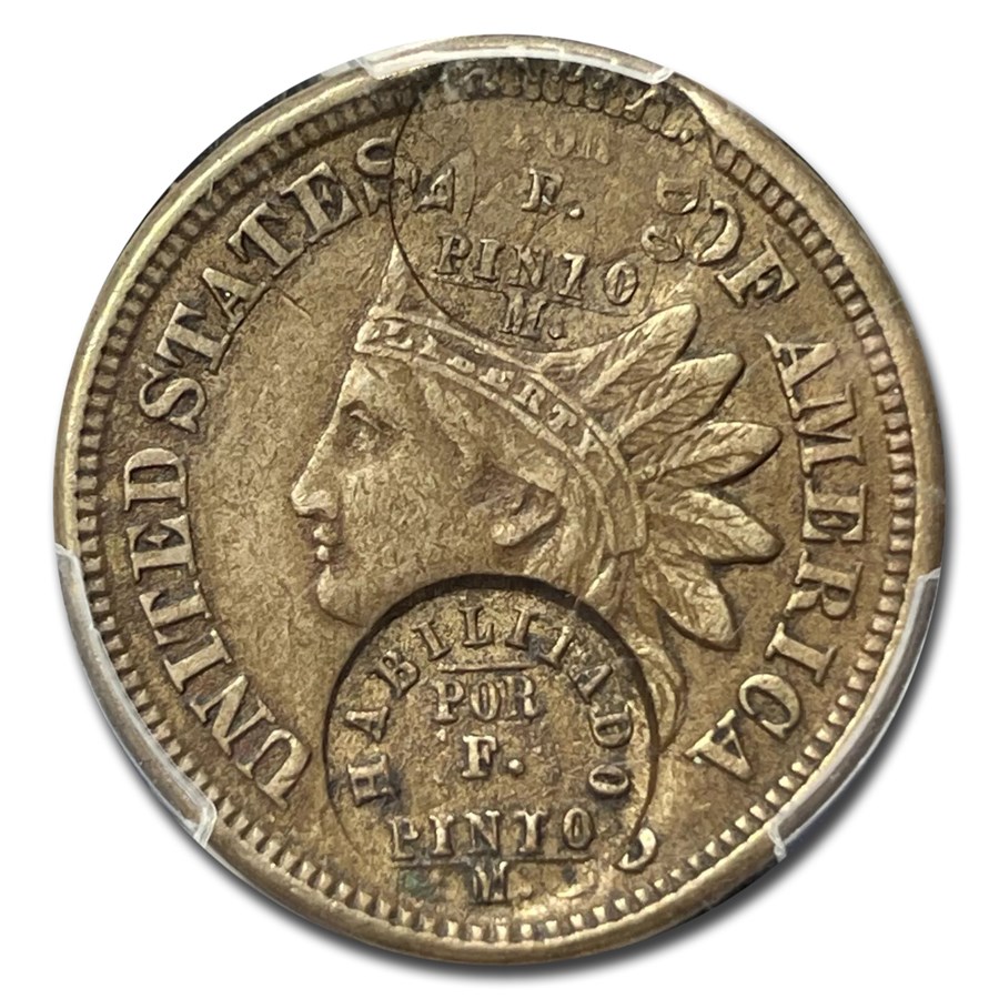1870 Costa Rica Token XF-40 PCGS (Struck on Cent)