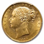 1870 Great Britain Gold Sovereign Victoria Shield AU-58 PCGS