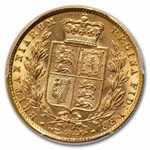 1870 Great Britain Gold Sovereign Victoria Shield AU-58 PCGS