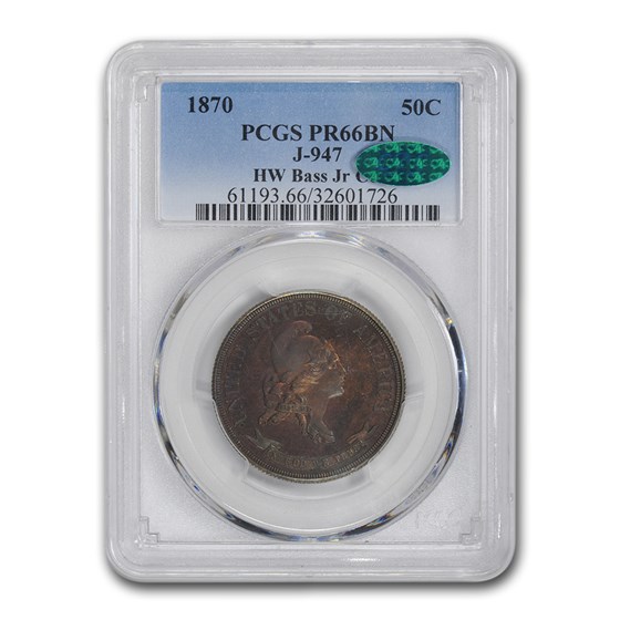 1870 Half Dollar Pattern PR-66 PCGS CAC (J-947, Brown) 1870 Half Dollar Pattern PR-66 PCGS CAC (J-947, Brown)
