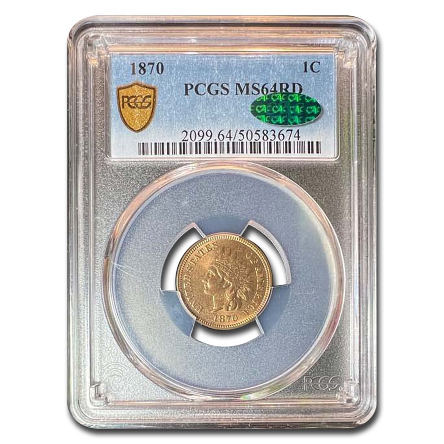 1870 Indian Head Cent MS-64 PCGS CAC (Red)