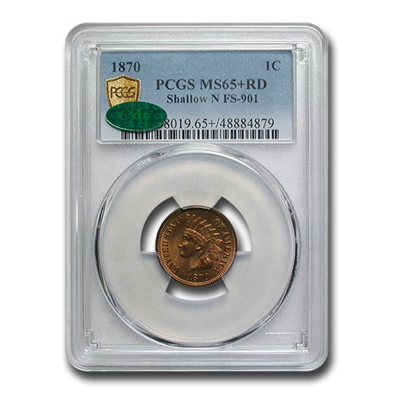 1870 Indian Head Cent MS-65+ PCGS CAC (Red, Shallow F, FS-901) 1870 Indian Head Cent MS-65+ PCGS CAC (Red, Shallow F, FS-901)