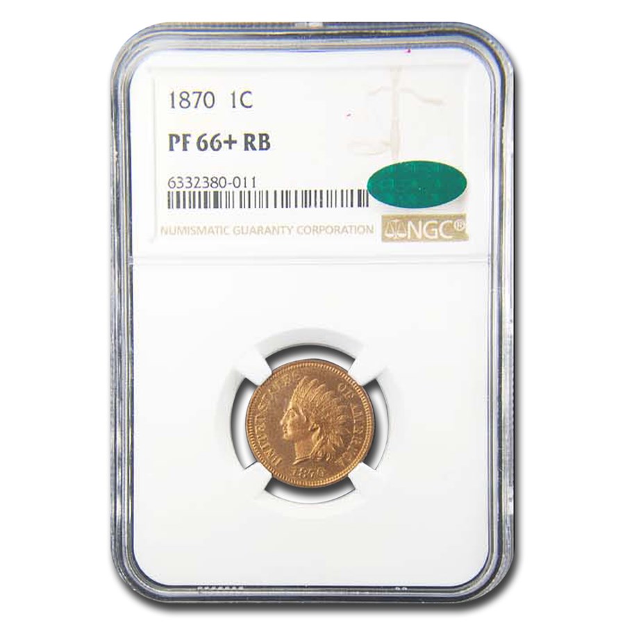 1870 Indian Head Cent PF-66+ NGC CAC (Red/Brown)