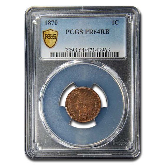 1870 Indian Head Cent PR-64 PCGS (Red/Brown)