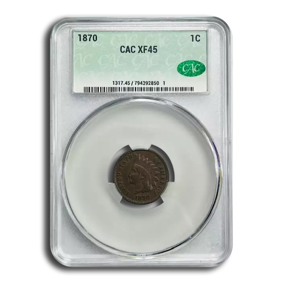 1870 Indian Head Cent XF-45 CACG