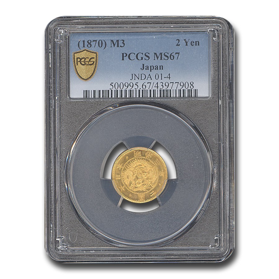 1870 Japan Gold 2 Yen Meiji 3 MS-67 PCGS