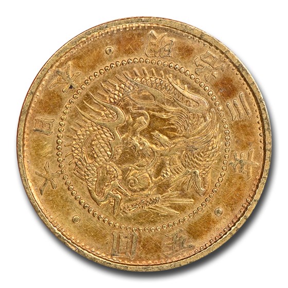 1870 Japan Gold Meiji 5 Yen MS-62 NGC