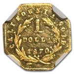1870 Liberty Octagonal One Dollar Gold MS-62 NGC (PL, BG-1107)