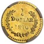 1870 Liberty Round 25 Cent Gold MS-65 NGC (BG-808)