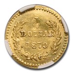 1870 Liberty Round 25 Cent Gold MS-66 NGC (BG-808)