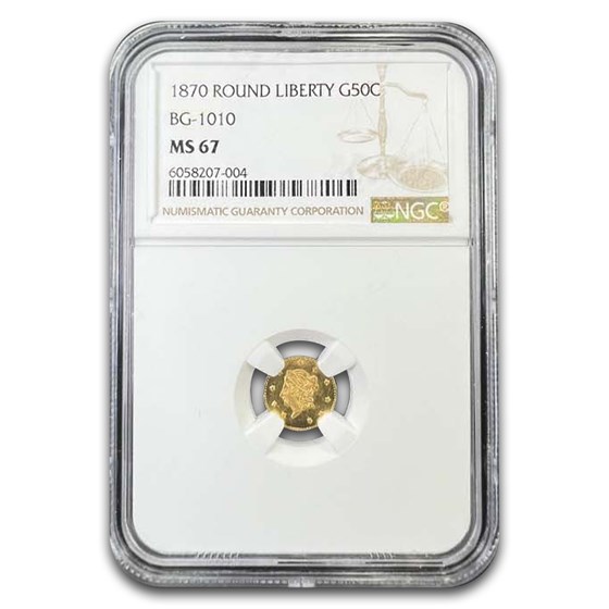 1870 Liberty Round 50 Cent Gold MS-67 NGC (BG-1010)