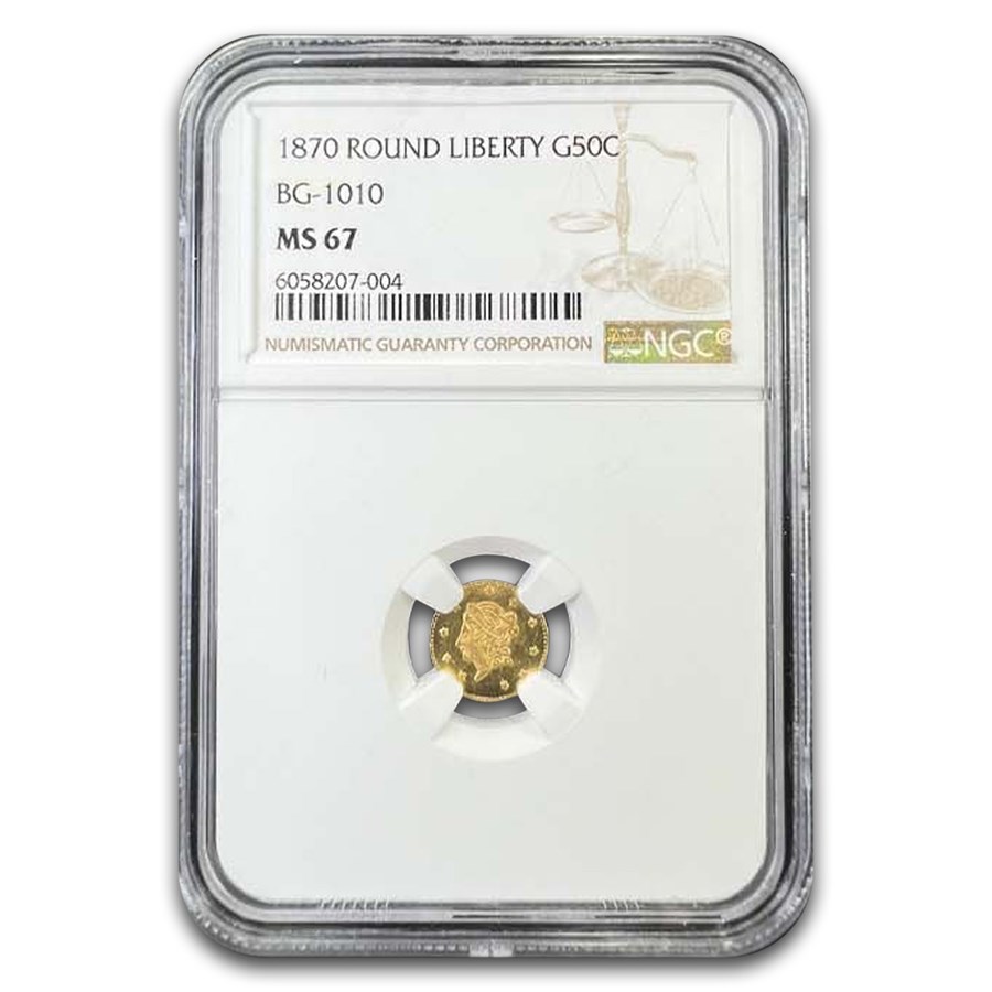 1870 Liberty Round 50 Cent Gold MS-67 NGC (BG-1010)