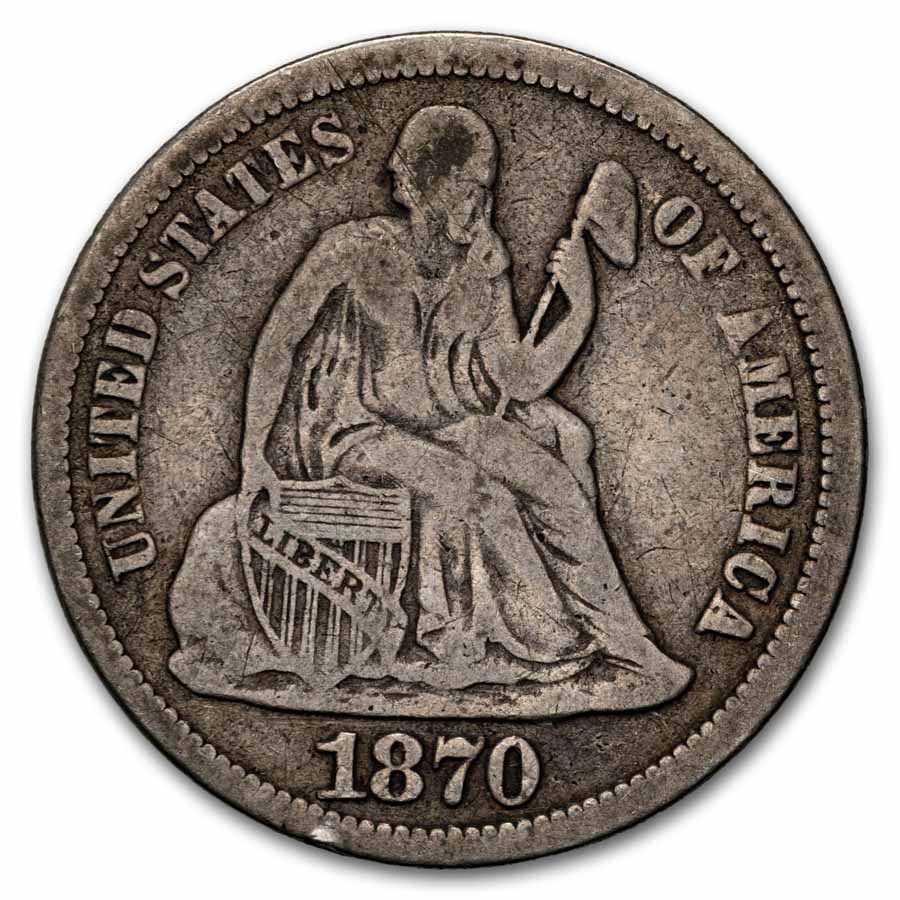 1870 Liberty Seated Dime Fine