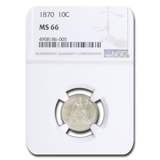 1870 Liberty Seated Dime MS-66 NGC 1870 Liberty Seated Dime MS-66 NGC