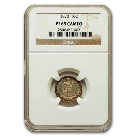 1870 Liberty Seated Dime PF-65 Cameo NGC 1870 Liberty Seated Dime PF-65 Cameo NGC