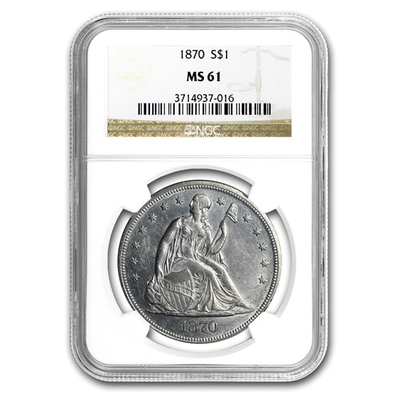 1870 Liberty Seated Dollar MS-61 NGC 1870 Liberty Seated Dollar MS-61 NGC