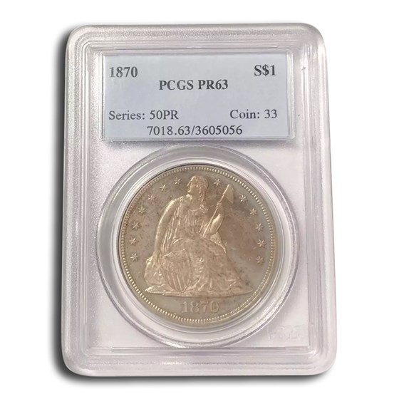 1870 Liberty Seated Dollar PR-63 PCGS 1870 Liberty Seated Dollar PR-63 PCGS