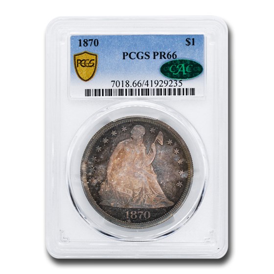 1870 Liberty Seated Dollar PR-66 PCGS CAC 1870 Liberty Seated Dollar PR-66 PCGS CAC