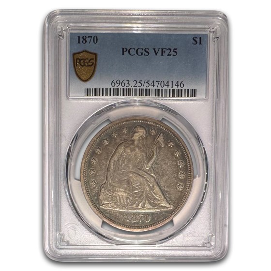 1870 Liberty Seated Dollar VF-25 PCGS