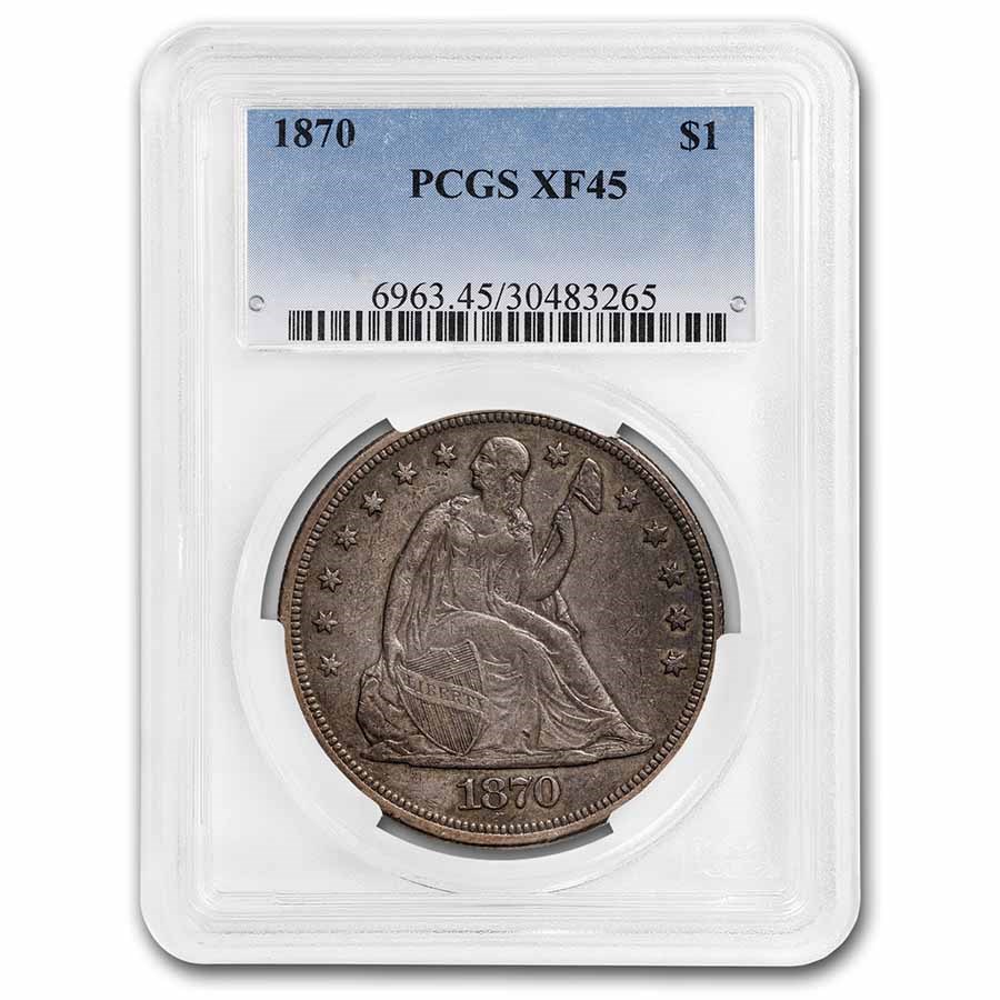 1870 Liberty Seated Dollar XF-45 PCGS