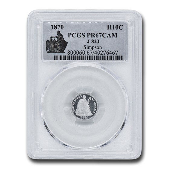 1870 Liberty Seated Half Dime Pattern PR-67 Cameo PCGS (J-823) 1870 Liberty Seated Half Dime Pattern PR-67 Cameo PCGS (J-823)