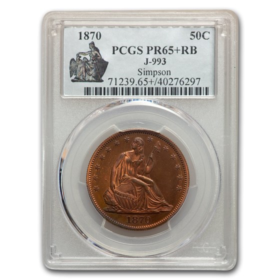 1870 Liberty Seated Half Dollar Pattern PR-65+ PCGS (R/B, J-993) 1870 Liberty Seated Half Dollar Pattern PR-65+ PCGS (R/B, J-993)