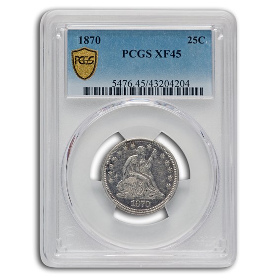 1870 Liberty Seated Quarter XF-45 PCGS 1870 Liberty Seated Quarter XF-45 PCGS
