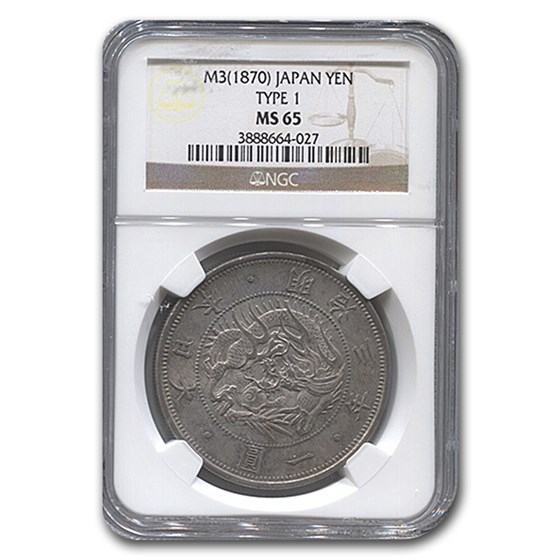 1870 (M3) Japan Silver 1 Yen Meiji Era MS-65 NGC 1870 (M3) Japan Silver 1 Yen Meiji Era MS-65 NGC