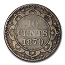 1870 Newfoundland Silver 10 Cents Victoria VF-20 PCGS