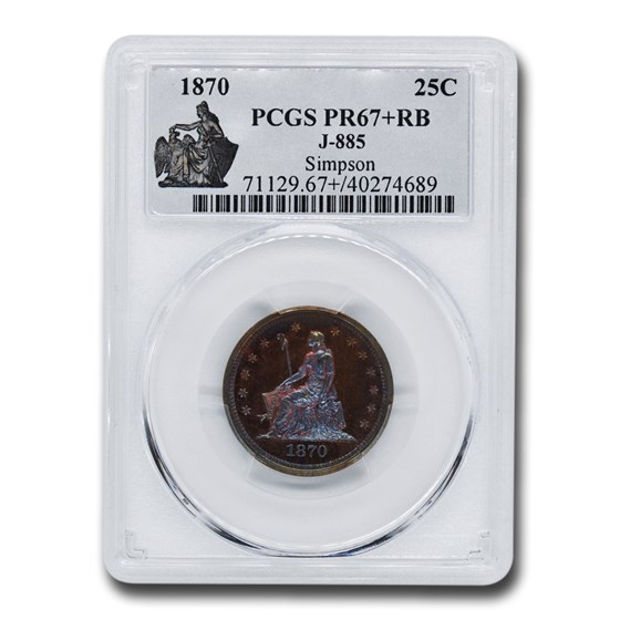 1870 Quarter Pattern PR-67+ PCGS (Red/Brown J-885) 1870 Quarter Pattern PR-67+ PCGS (Red/Brown J-885)
