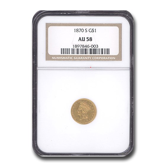 1870-S $1.00 Indian Head Gold AU-58 NGC