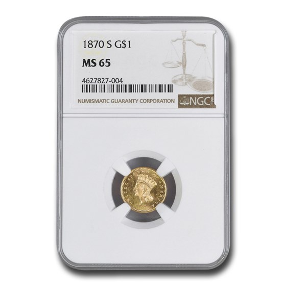 1870-S $1 Indian Head Gold Dollar MS-65 NGC