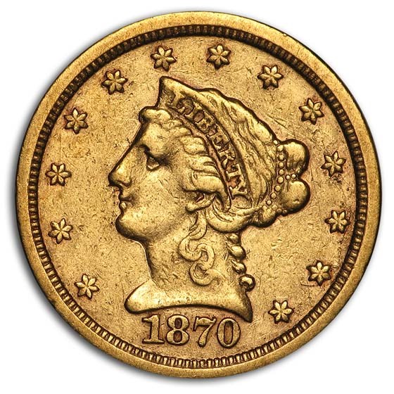 1870-S $2.50 Liberty Gold Quarter Eagle VF 1870-S $2.50 Liberty Gold Quarter Eagle VF