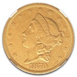 1870-S $20 Liberty Gold Double Eagle AU-50 NGC