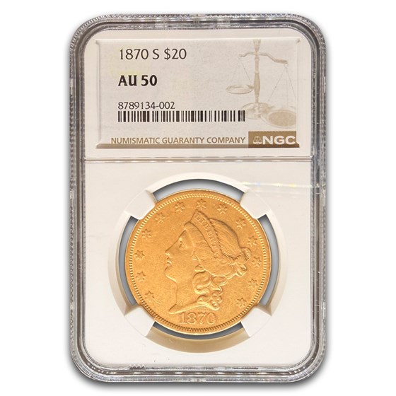 1870-S $20 Liberty Gold Double Eagle AU-50 NGC