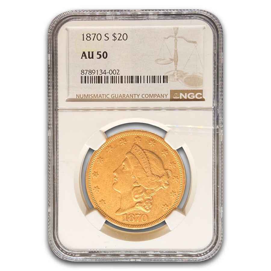 1870-S $20 Liberty Gold Double Eagle AU-50 NGC