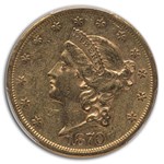 1870-S $20 Liberty Gold Double Eagle AU-50 PCGS